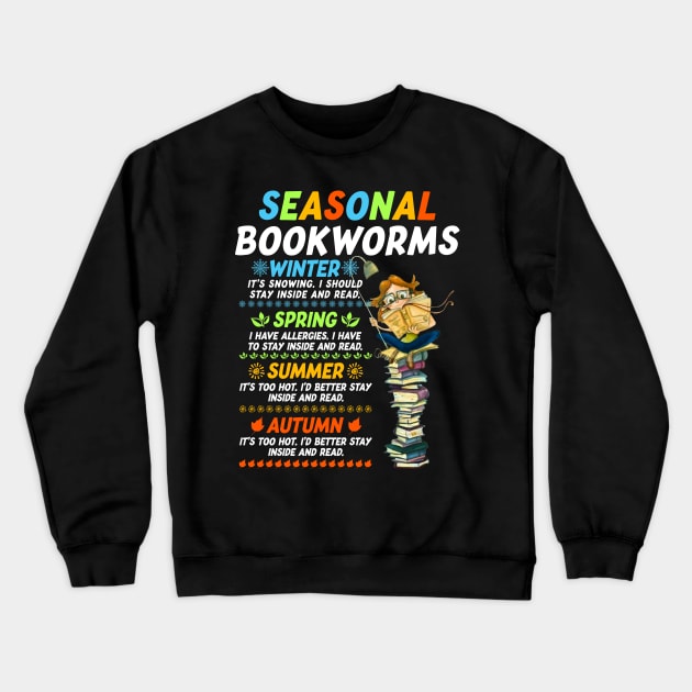 Seasonal Bookworms Moods Winter Spring Summer Autumn Crewneck Sweatshirt by joneK